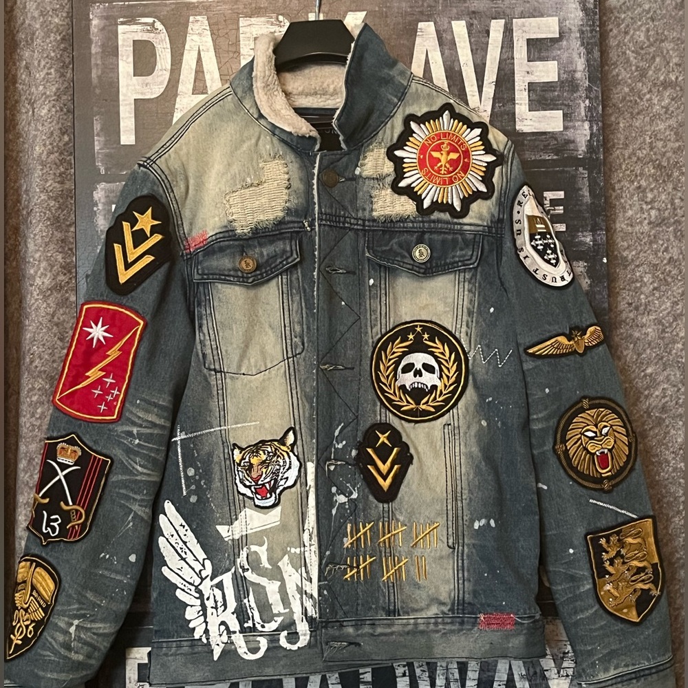 Reason denim patched jacket
